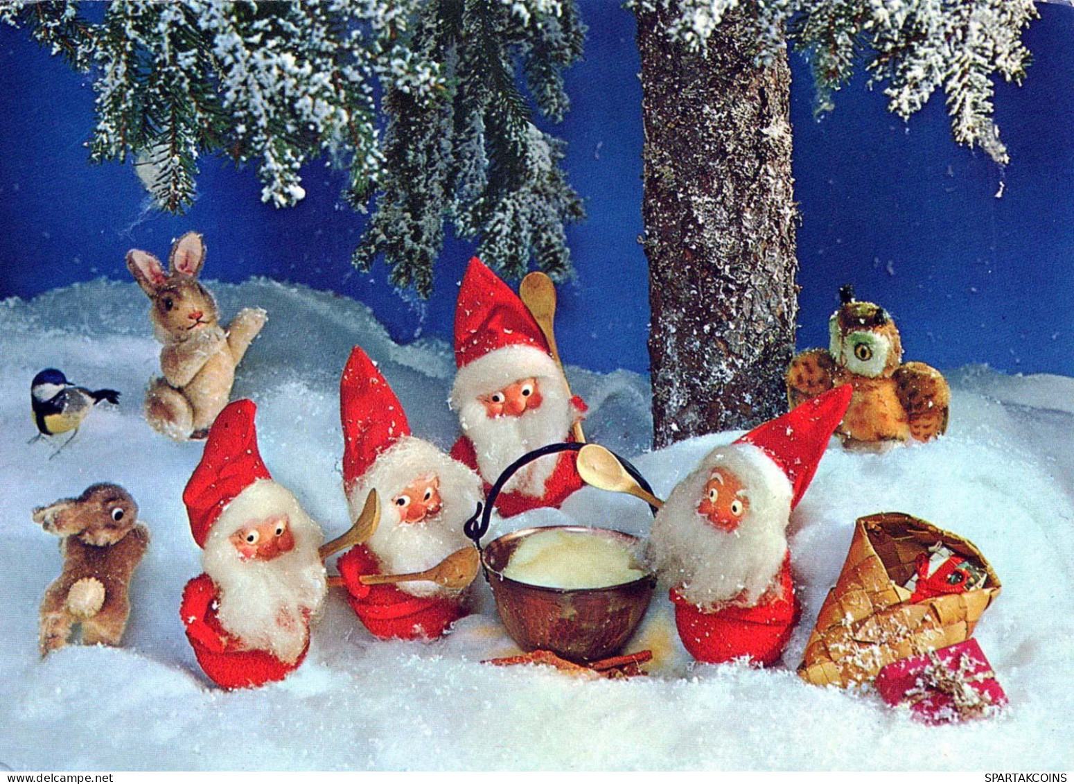 PÈRE NOËL Bonne Année Noël GNOME Vintage Carte Postale CPSM #PBA979.A - Santa Claus