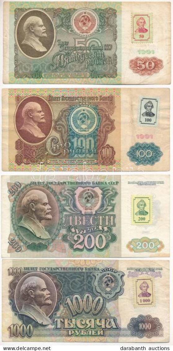 Dnyeszter-menti Köztársaság 1994. 50R-1000R (4xklf) Mindegyik Szovjet Bankjegy Dnyeszter-menti Köztársaság-bélyeggel Fel - Unclassified