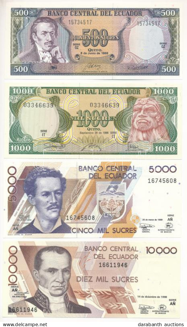 Ecuador 1986-1999. 500S-10.000S (4xklf) T:UNC,AU Ecuador 1986-1999. 500 Sucres - 10.000 Sucres (4xdiff) C:UNC,AU - Unclassified