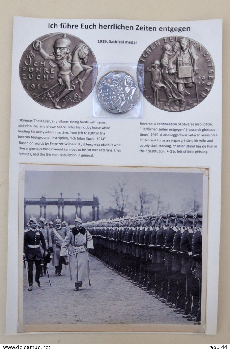 Wilhelm II - 1919,  Médaille Satirique - 1914-18