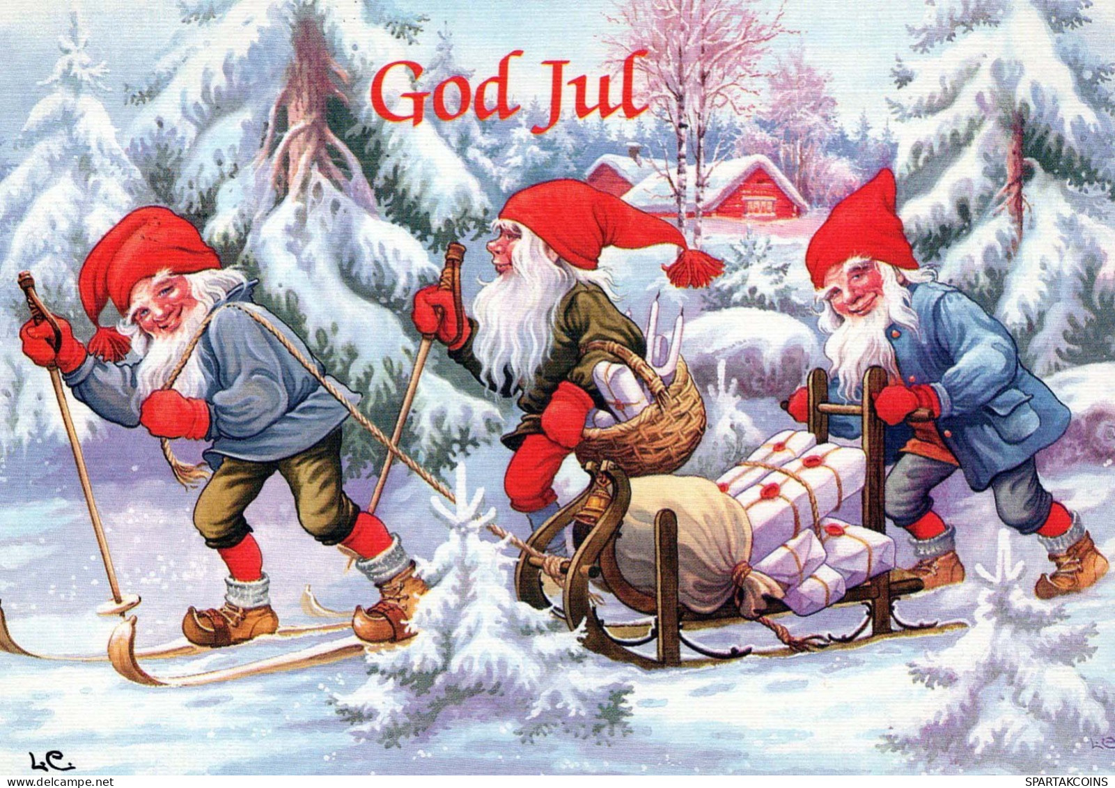 PÈRE NOËL Bonne Année Noël GNOME Vintage Carte Postale CPSM #PBA699.A - Santa Claus
