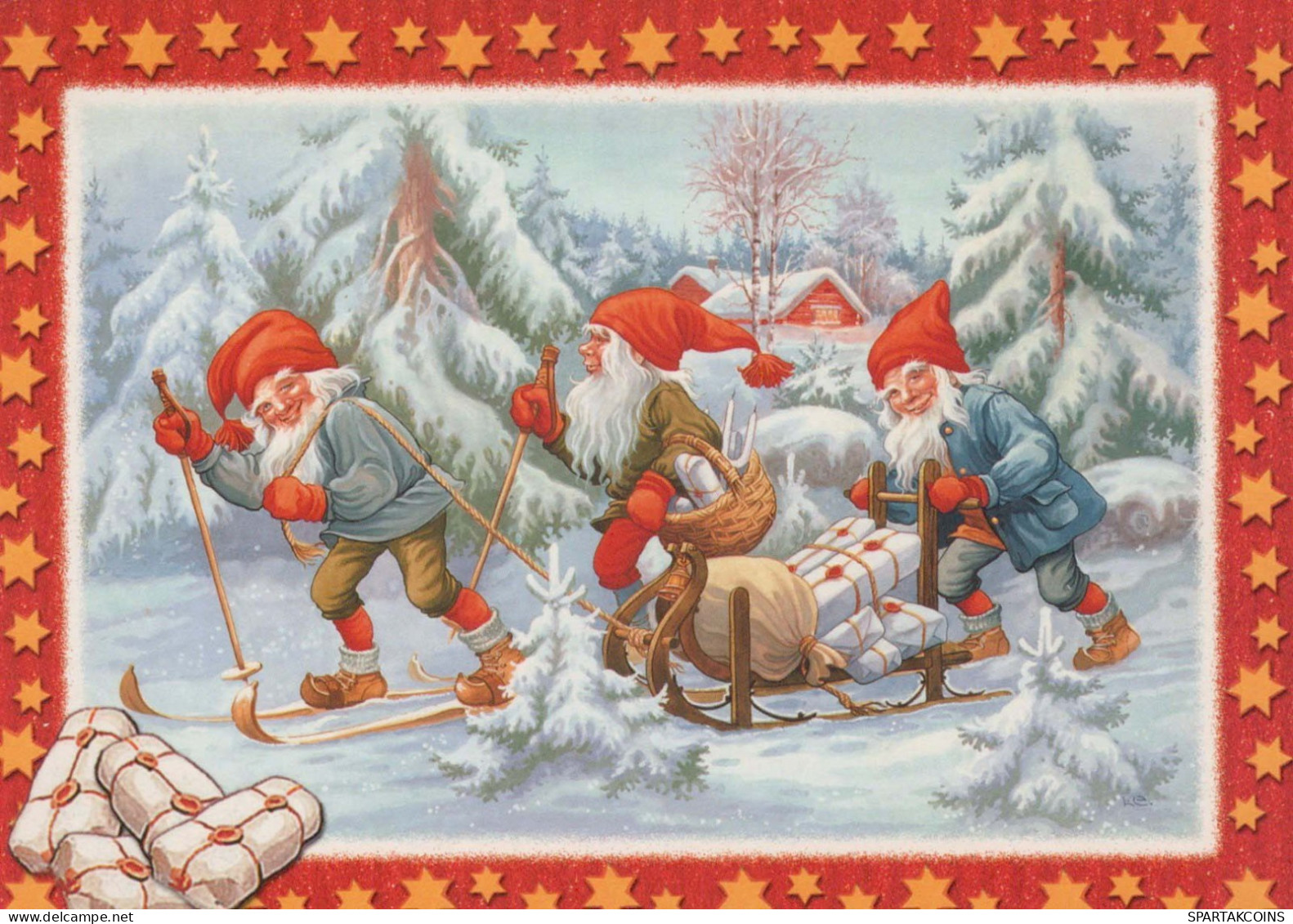 SANTA CLAUS Happy New Year Christmas GNOME Vintage Postcard CPSM #PBA696.A - Santa Claus