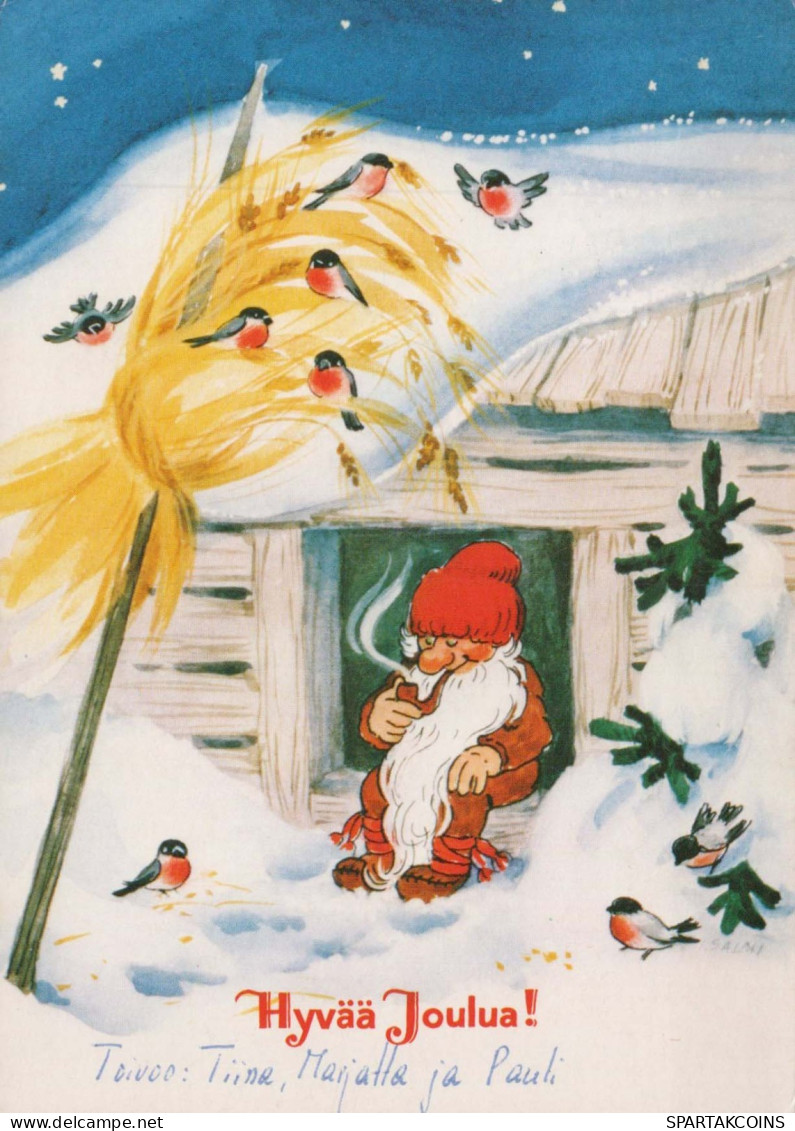 BABBO NATALE Buon Anno Natale GNOME Vintage Cartolina CPSM #PAY171.A - Santa Claus