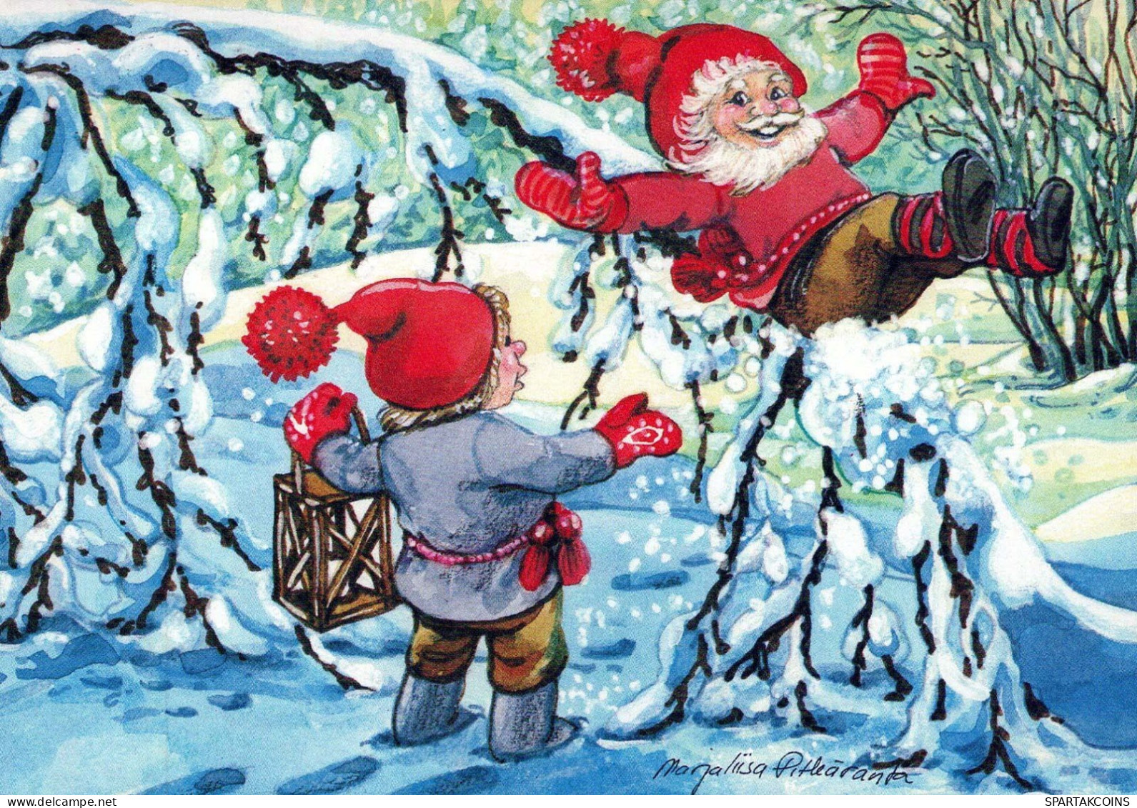 BABBO NATALE Buon Anno Natale GNOME Vintage Cartolina CPSM #PAW410.A - Santa Claus
