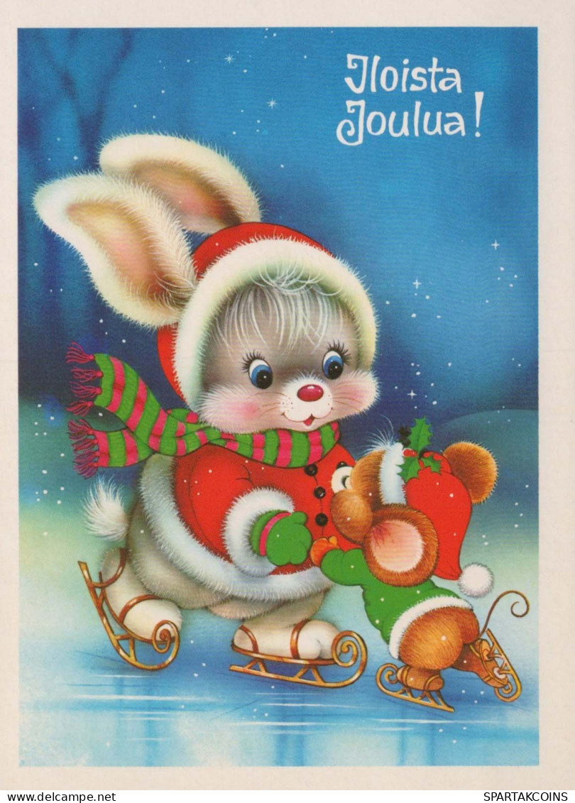 Feliz Año Navidad CONEJO Vintage Tarjeta Postal CPSM #PAV088.A - Neujahr