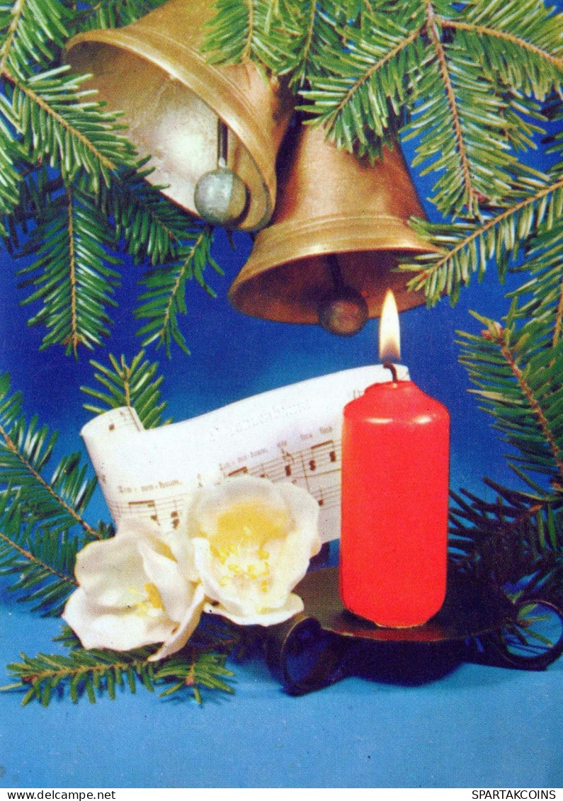 Neujahr Weihnachten BELL KERZE Vintage Ansichtskarte Postkarte CPSM #PAV401.A - Neujahr