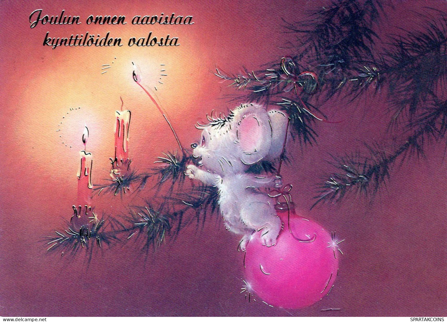Happy New Year Christmas RABBIT CANDLE Vintage Postcard CPSM #PAV022.A - Neujahr
