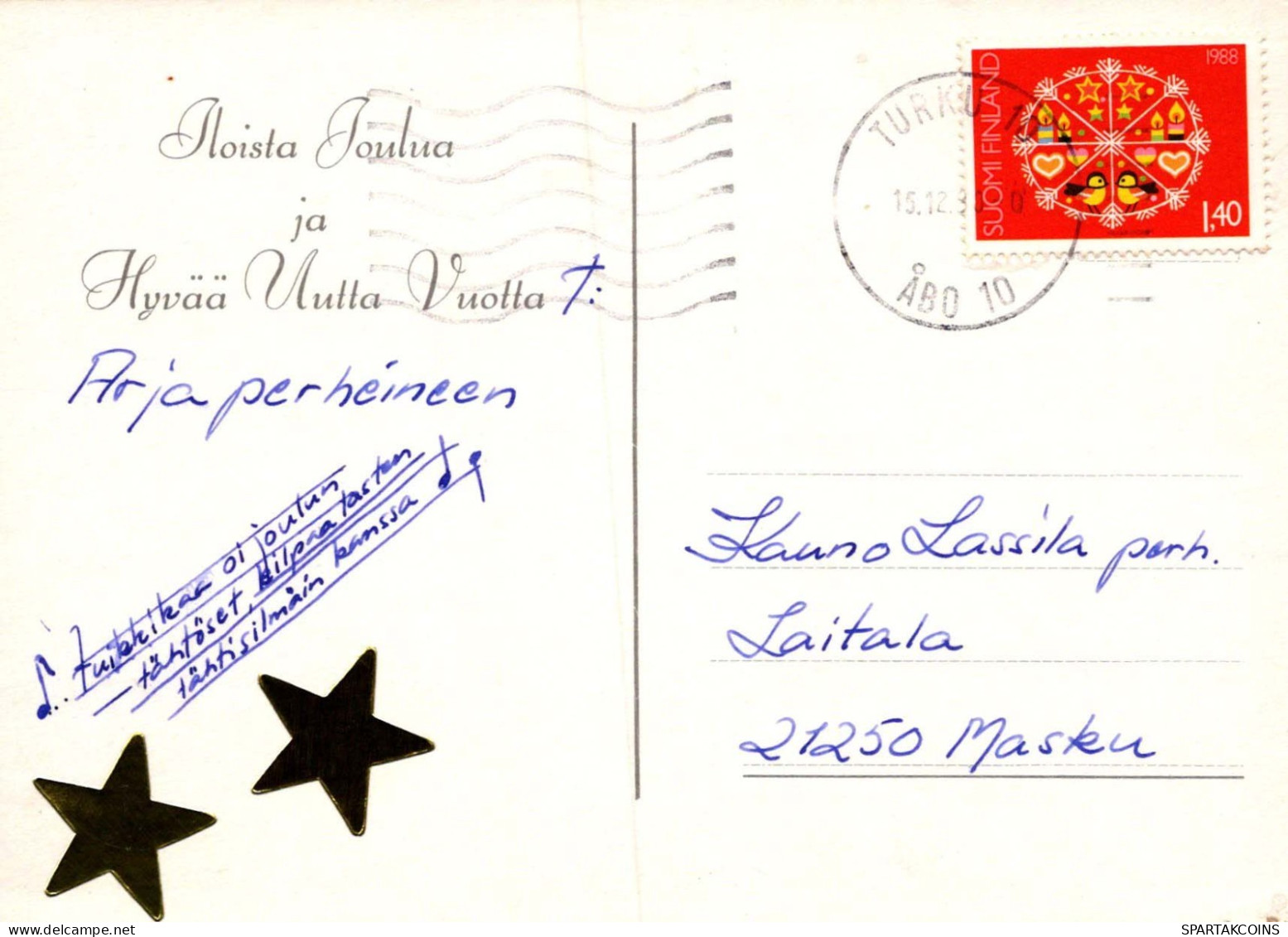 Buon Anno Natale CONIGLIO CANDELA Vintage Cartolina CPSM #PAV024.A - Neujahr