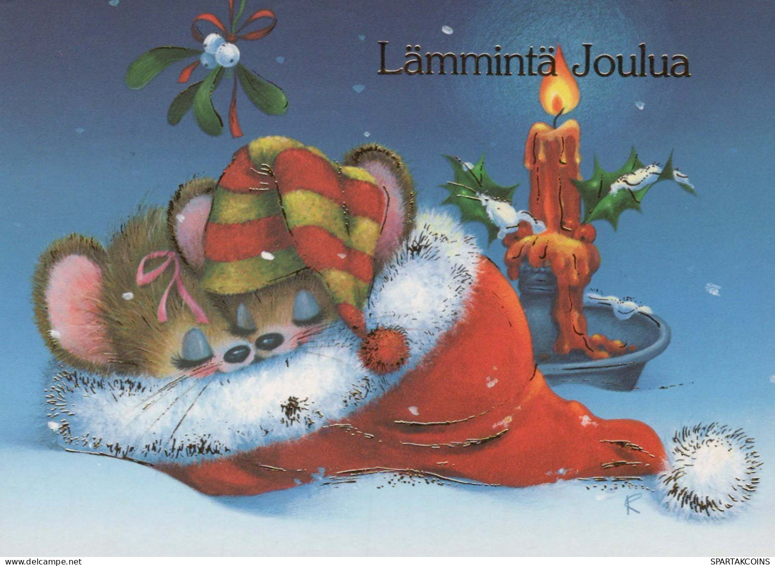 Buon Anno Natale CONIGLIO CANDELA Vintage Cartolina CPSM #PAV019.A - Neujahr
