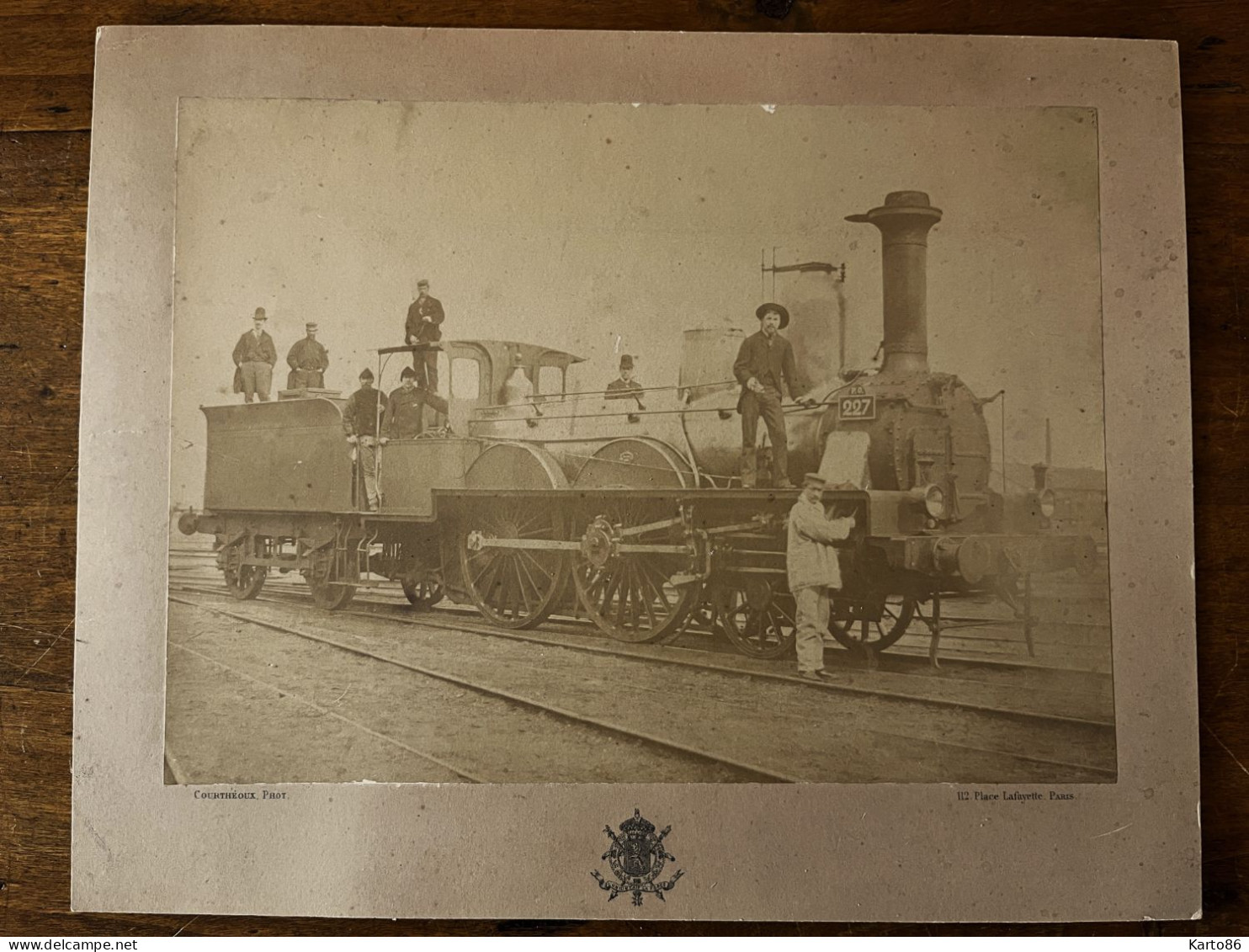 Ligne Chmin De Fer P.O. PO * Train Locomotive Machine N°227 Cheminots * Photo Albuminée 1885/1910 Format 25x18.5cm - Treinen