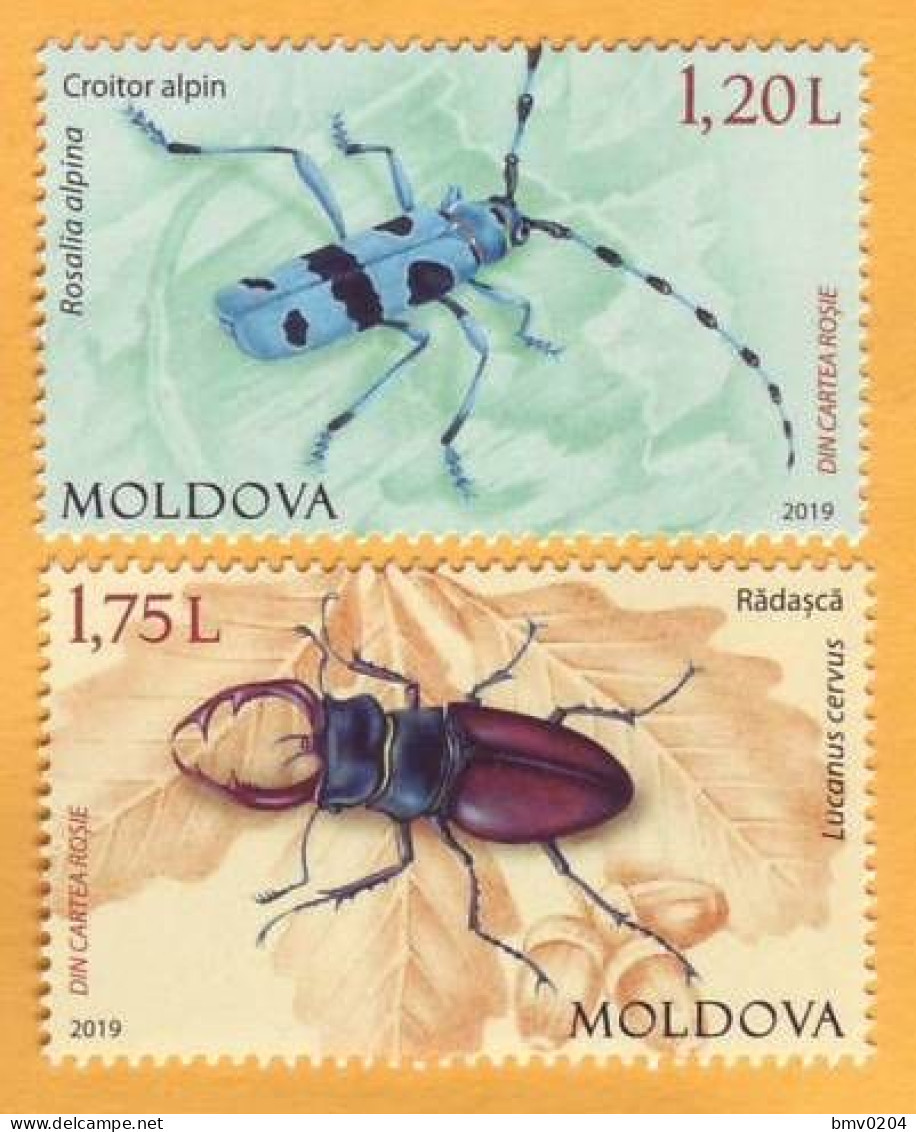 2019 Moldova Moldavie Red Book. Alpine Longhorn Beetle. Stag Beetle 2v Mint - Moldawien (Moldau)