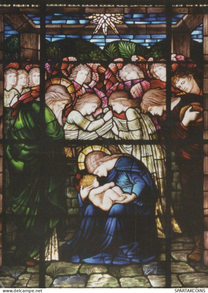 Vierge Marie Madone Bébé JÉSUS VITRAUX Religion Vintage Carte Postale CPSM #PBQ186.A - Virgen Mary & Madonnas
