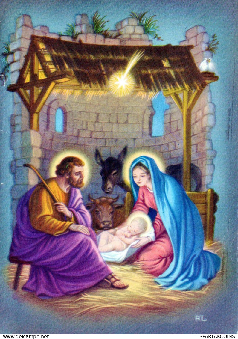 Jungfrau Maria Madonna Jesuskind Weihnachten Religion Vintage Ansichtskarte Postkarte CPSM #PBP726.A - Jungfräuliche Marie Und Madona