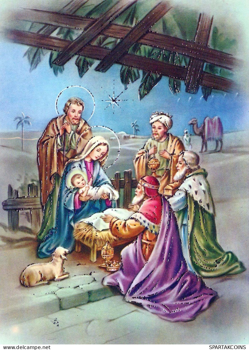 Vergine Maria Madonna Gesù Bambino Natale Religione Vintage Cartolina CPSM #PBP734.A - Maagd Maria En Madonnas