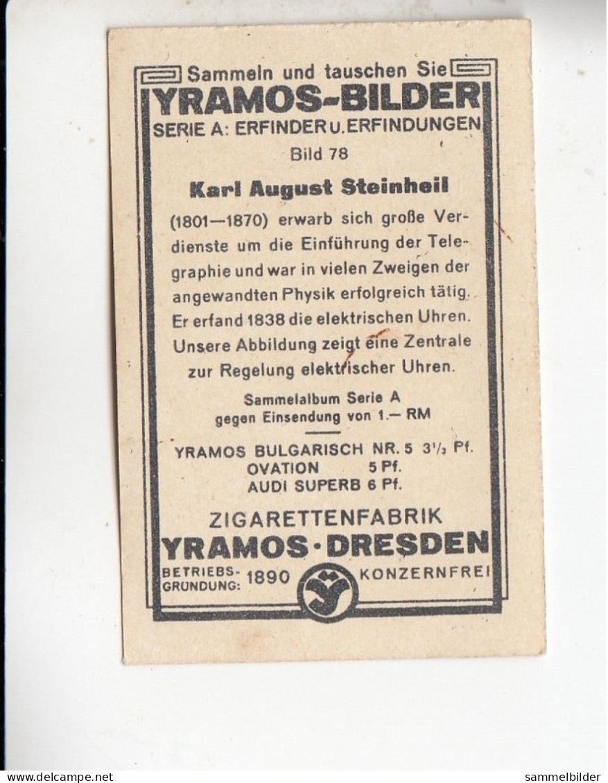 Yramos Erfinder Und Erfindungen Karl August Steinheil  Erfinder Der Elektrischen Uhren   #78 Von 1932 - Autres Marques