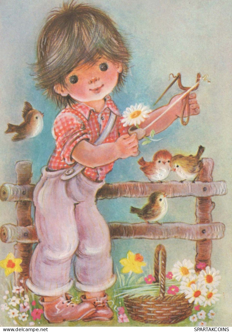 PASCUA NIÑOS HUEVO Vintage Tarjeta Postal CPSM #PBO277.A - Ostern