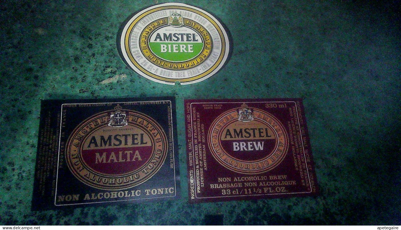 Brouwerij  Brasserie Amstel Lot X 3 Ancienne étiquettes De Bière  Malta Brew Et Classique - Bier