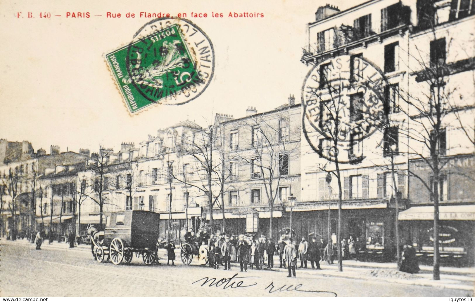 CPA. [75] > PARIS > N° F. B. 140 - RUE DES FLANDRES En FACE Des ABATTOIRS - Belle Animation - 1913 - TBE - Paris (19)