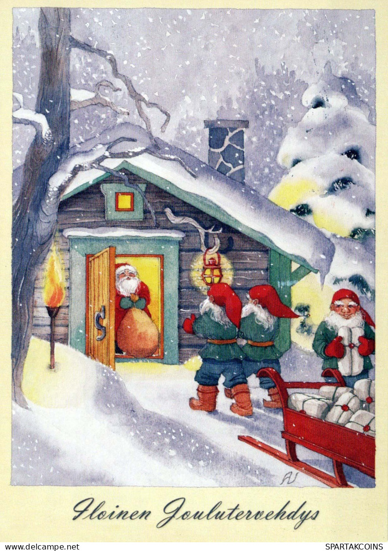 PÈRE NOËL Bonne Année Noël GNOME Vintage Carte Postale CPSM #PBM112.A - Santa Claus