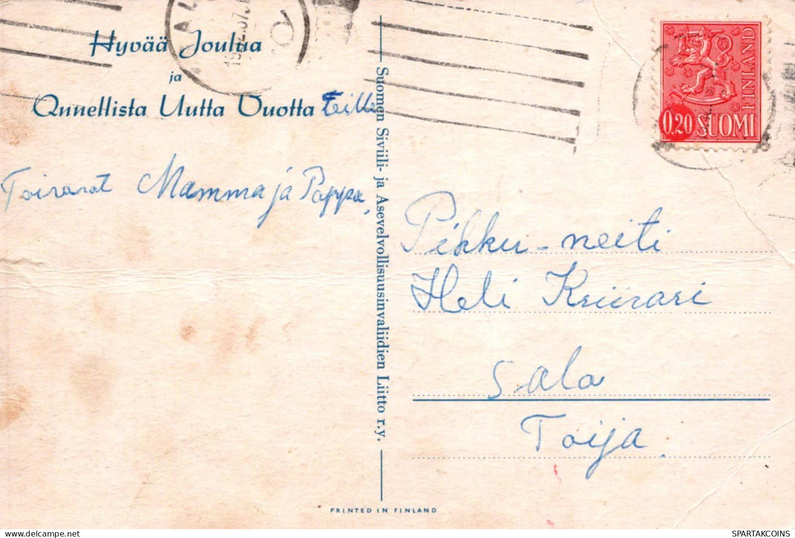 PAPÁ NOEL Feliz Año Navidad GNOMO Vintage Tarjeta Postal CPSM #PBM170.A - Santa Claus