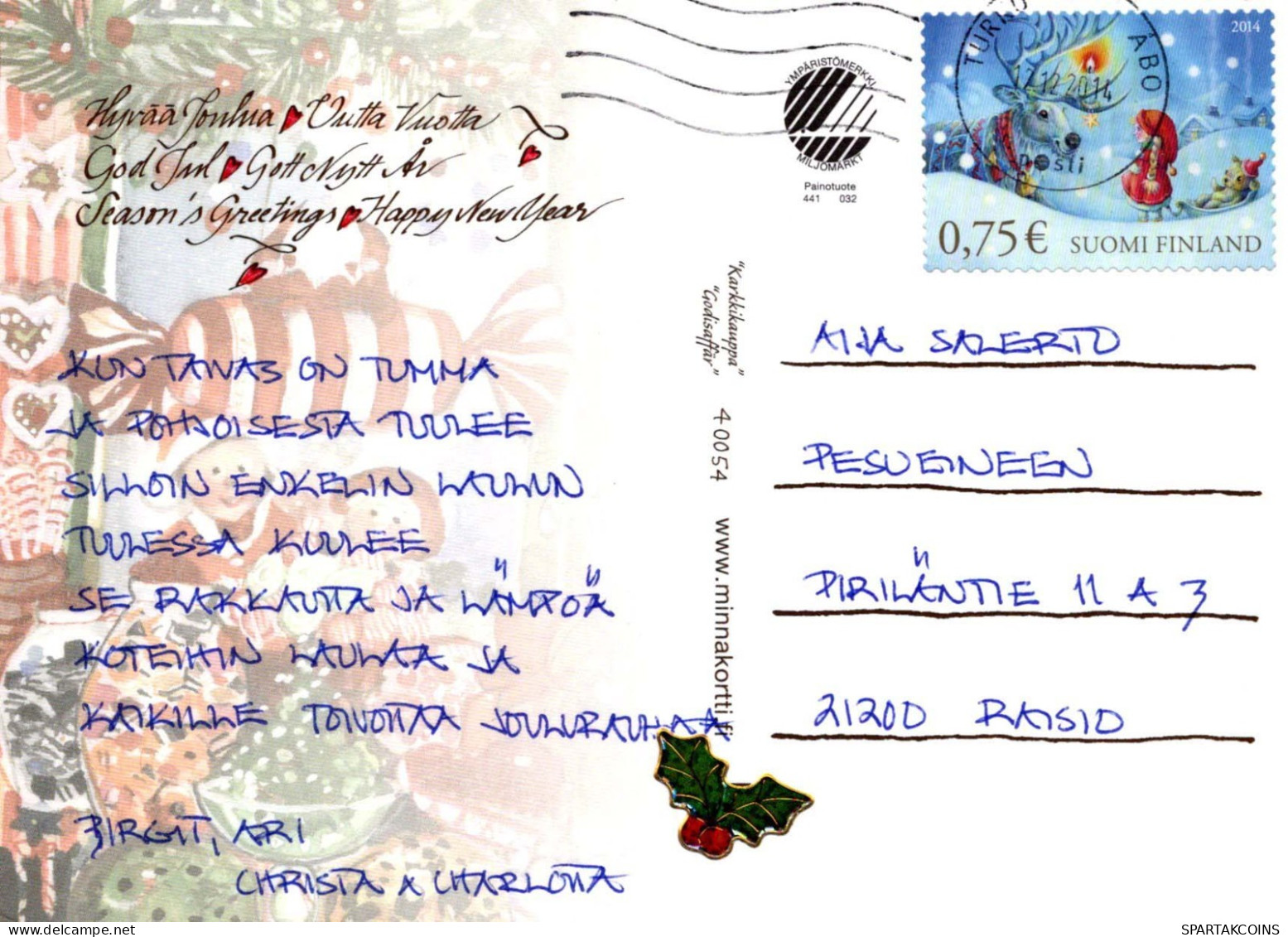 PAPÁ NOEL Feliz Año Navidad GNOMO Vintage Tarjeta Postal CPSM #PBM140.A - Santa Claus