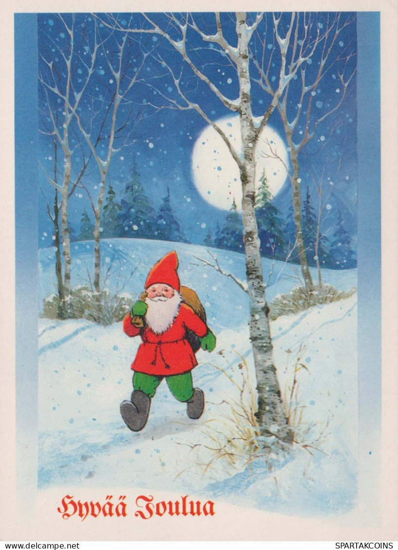 SANTA CLAUS Happy New Year Christmas GNOME Vintage Postcard CPSM #PBM079.A - Santa Claus