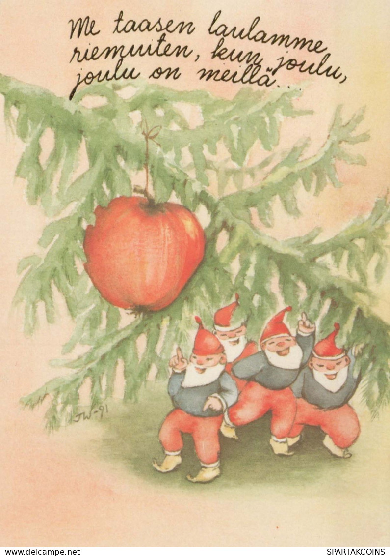 SANTA CLAUS Happy New Year Christmas GNOME Vintage Postcard CPSM #PBL993.A - Santa Claus