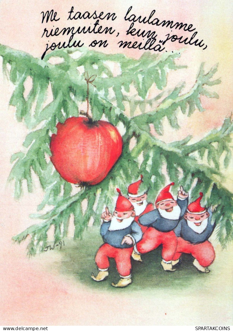 SANTA CLAUS Happy New Year Christmas GNOME Vintage Postcard CPSM #PBL993.A - Santa Claus
