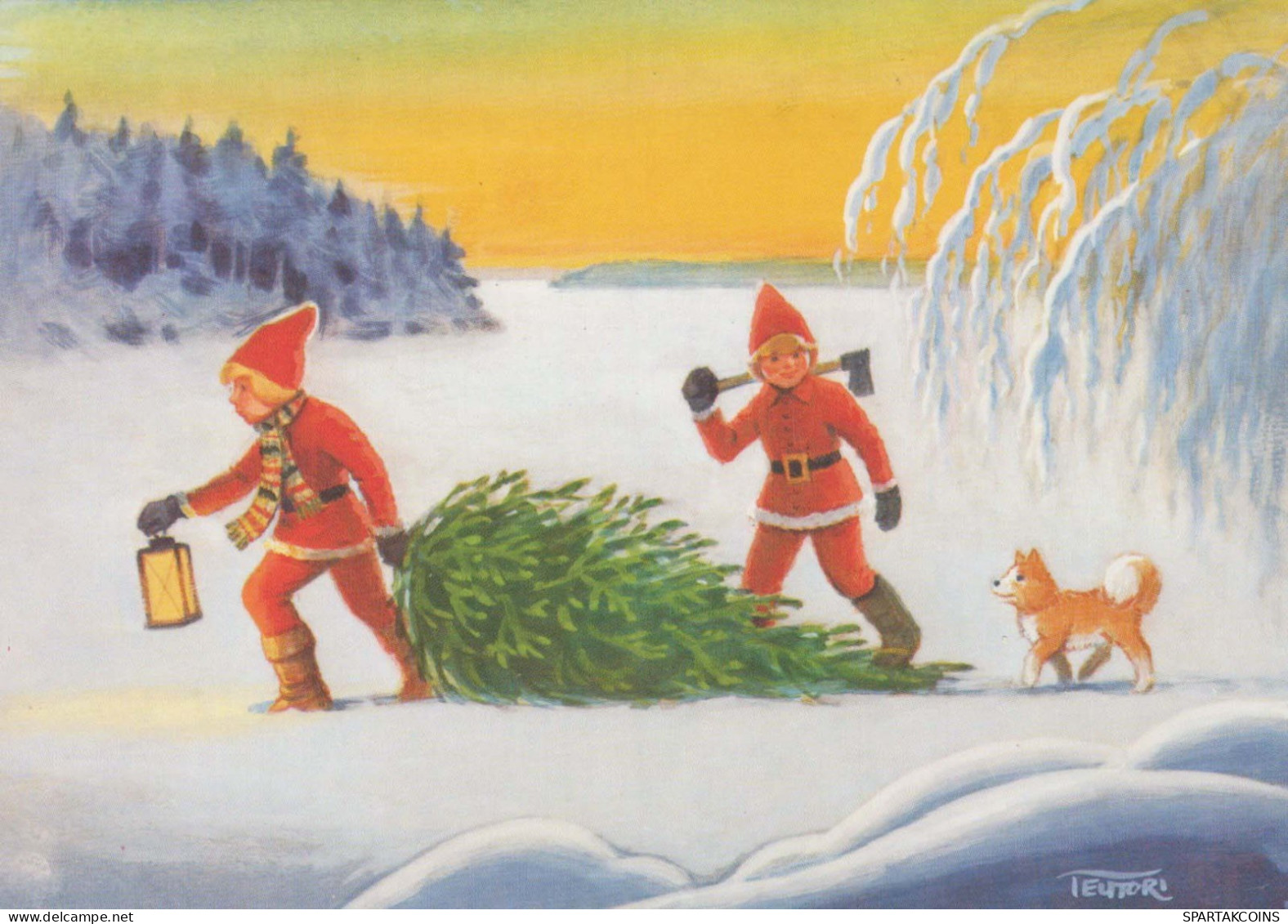 WEIHNACHTSMANN SANTA CLAUS Neujahr Weihnachten GNOME Vintage Ansichtskarte Postkarte CPSM #PBL952.A - Santa Claus