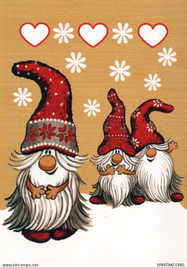 SANTA CLAUS Happy New Year Christmas GNOME Vintage Postcard CPSM #PBL983.A - Santa Claus