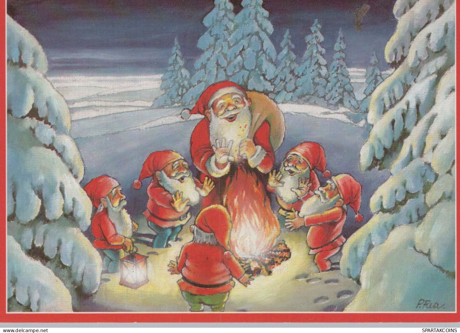 BABBO NATALE Buon Anno Natale GNOME Vintage Cartolina CPSM #PBL800.A - Santa Claus