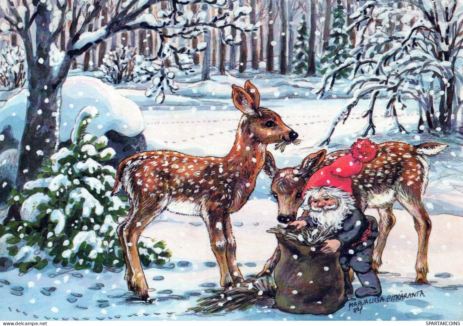 BABBO NATALE Buon Anno Natale GNOME Vintage Cartolina CPSM #PBL875.A - Santa Claus
