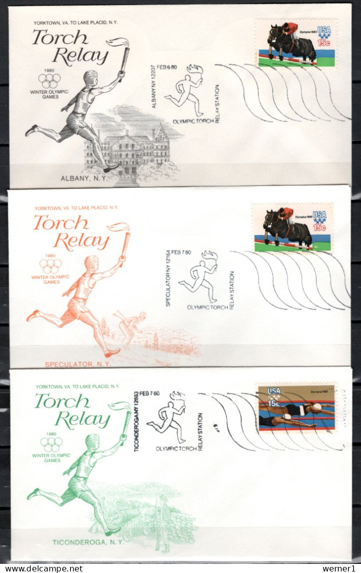 USA 1980 Olympic Games Lake Placid 10 Commemorative Covers Torch Relay - Hiver 1980: Lake Placid