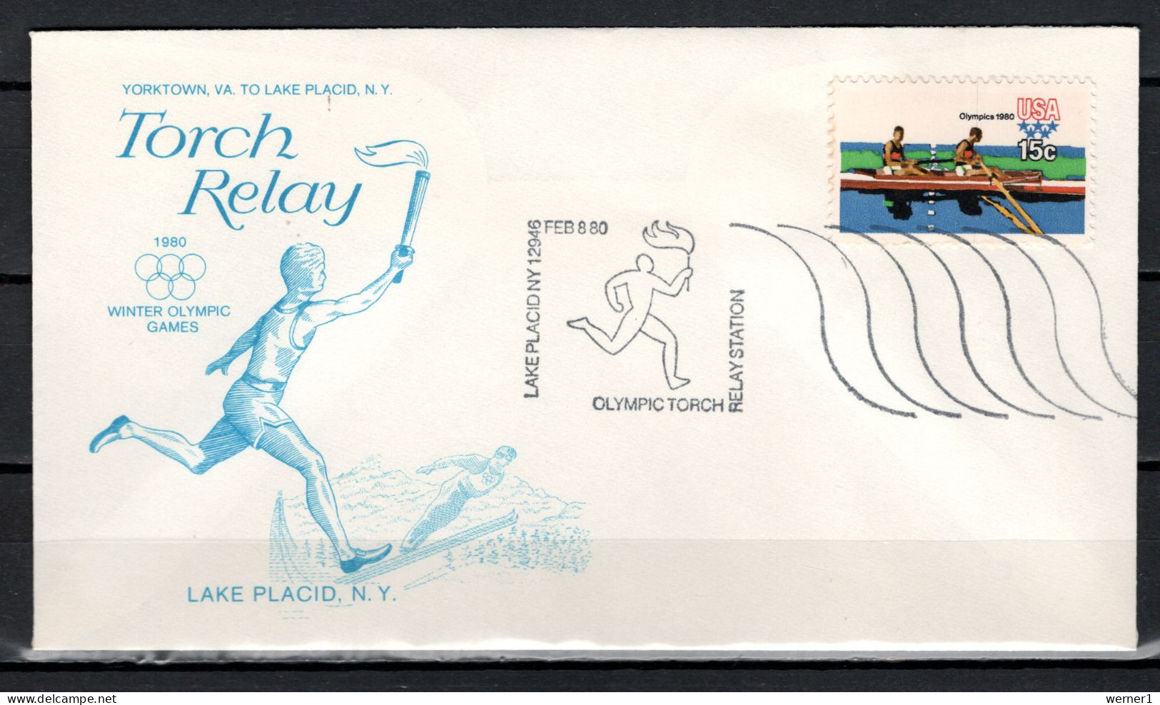 USA 1980 Olympic Games Lake Placid 10 Commemorative Covers Torch Relay - Hiver 1980: Lake Placid