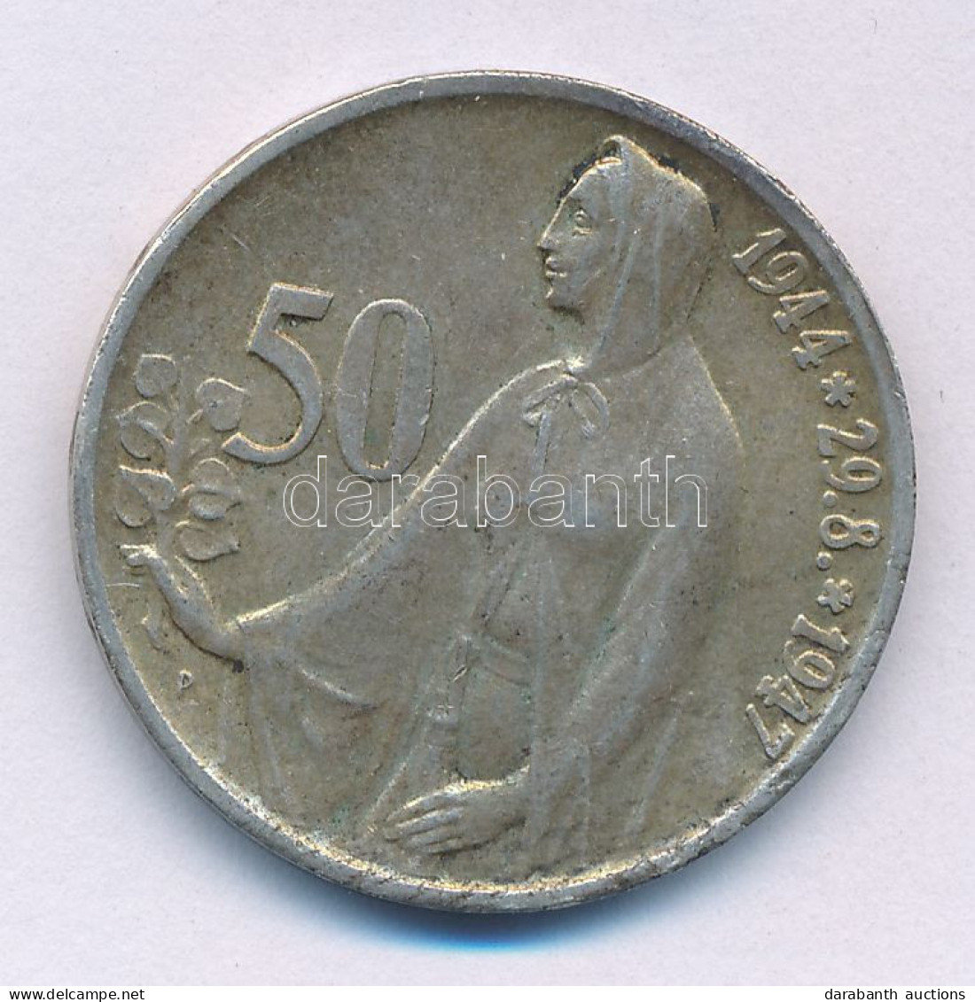 Csehszlovákia 1947. 50K Ag "Szlovák Felkelés" T:VF Patina, Több Ph. Czechoslovakia 1947. 50 Korun Ag "Slovak Uprising" C - Unclassified