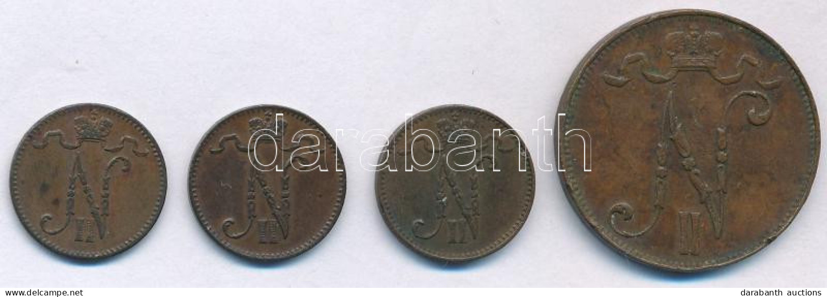 Finnország 1900. 1p Bronz (2x) + 1907. 1p Bronz + 1911. 5p Broz T:XF,VF Patina Finland 1900. 1 Penni Bronze (2x) + 1907. - Unclassified
