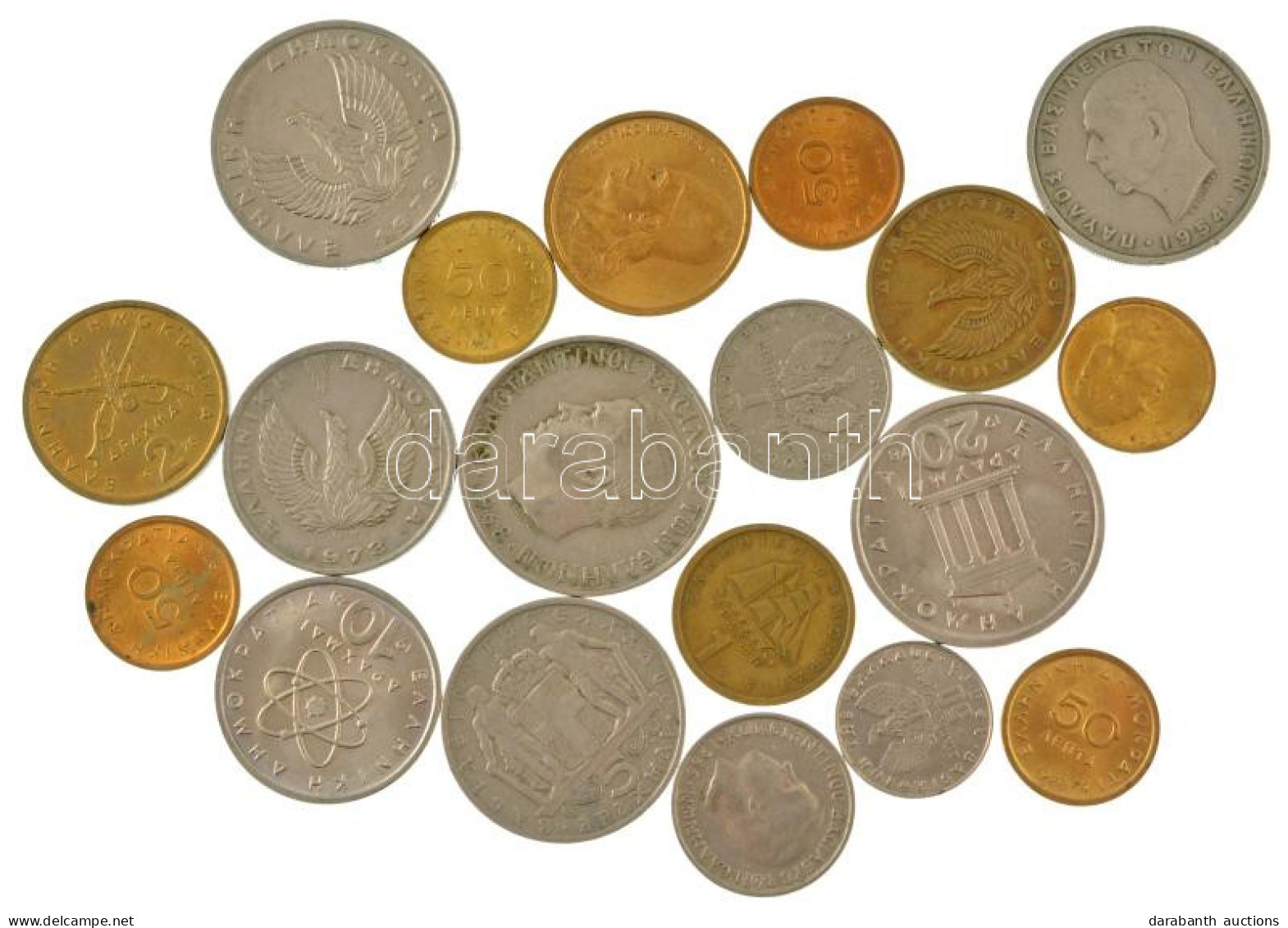 Görögország 1954-1978.19db-os Vegyes érmetétel T:AU-F Greece 1954-1978. 19pcs Of Mixed Coin Lot C:AU-F - Unclassified