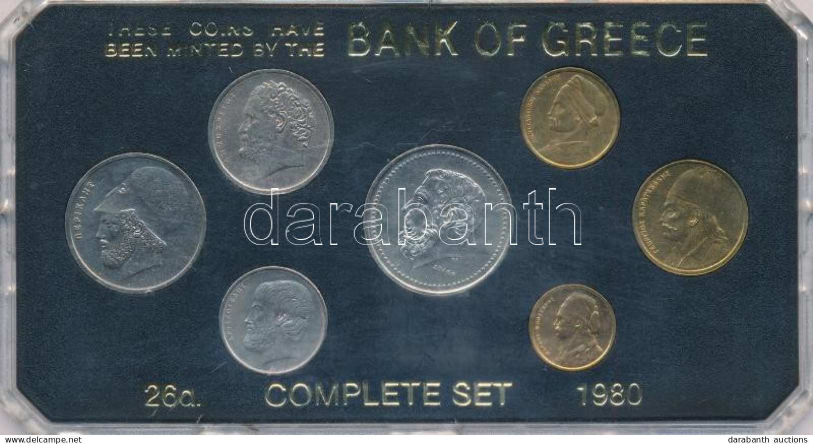 Görögország 1980. 50l-50D (7xklf) Forgalmi összeállítás Tokban T:AU,XF Greece 1980. 50 Lepta - 50 Drachmai (7xdiff) Coin - Unclassified