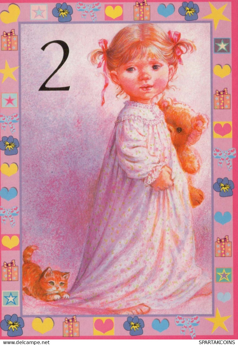 ALLES GUTE ZUM GEBURTSTAG 2 Jährige MÄDCHEN KINDER Vintage Ansichtskarte Postkarte CPSM Unposted #PBU101.A - Birthday