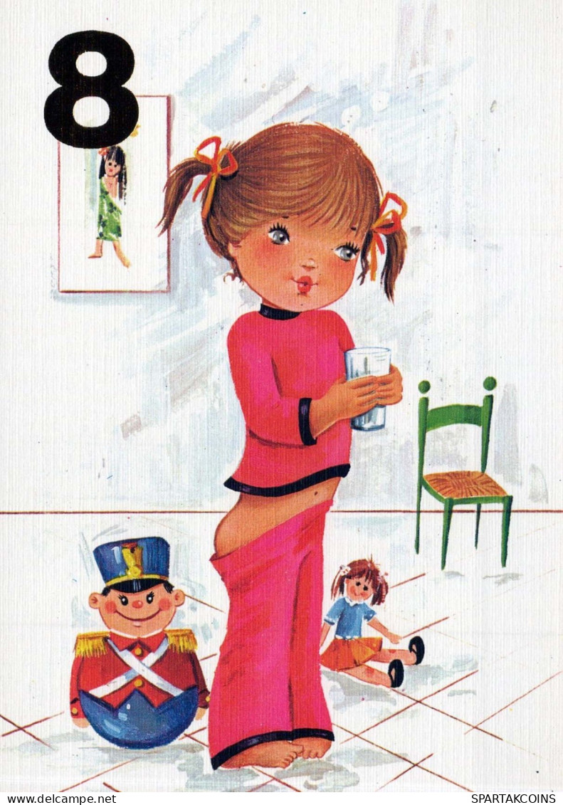 ALLES GUTE ZUM GEBURTSTAG 8 Jährige MÄDCHEN KINDER Vintage Ansichtskarte Postkarte CPSM Unposted #PBU046.A - Geburtstag