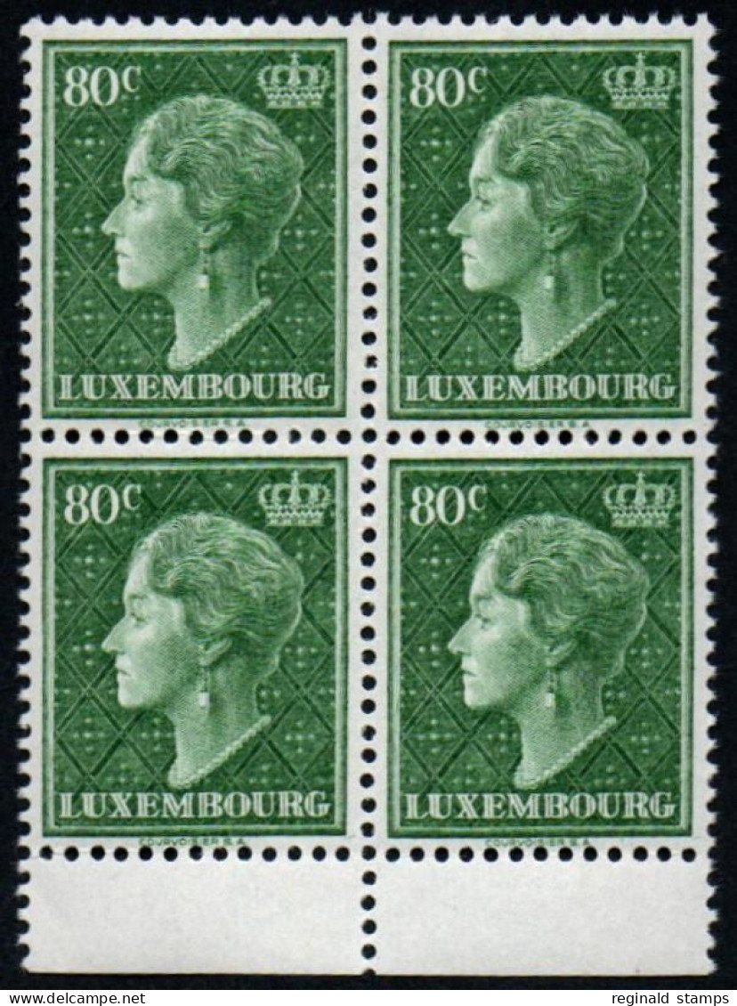 Luxembourg 1949 GD Charlotte 80c, Block X 4, MNH ** Mi 448 (Ref: 2091) - Unused Stamps