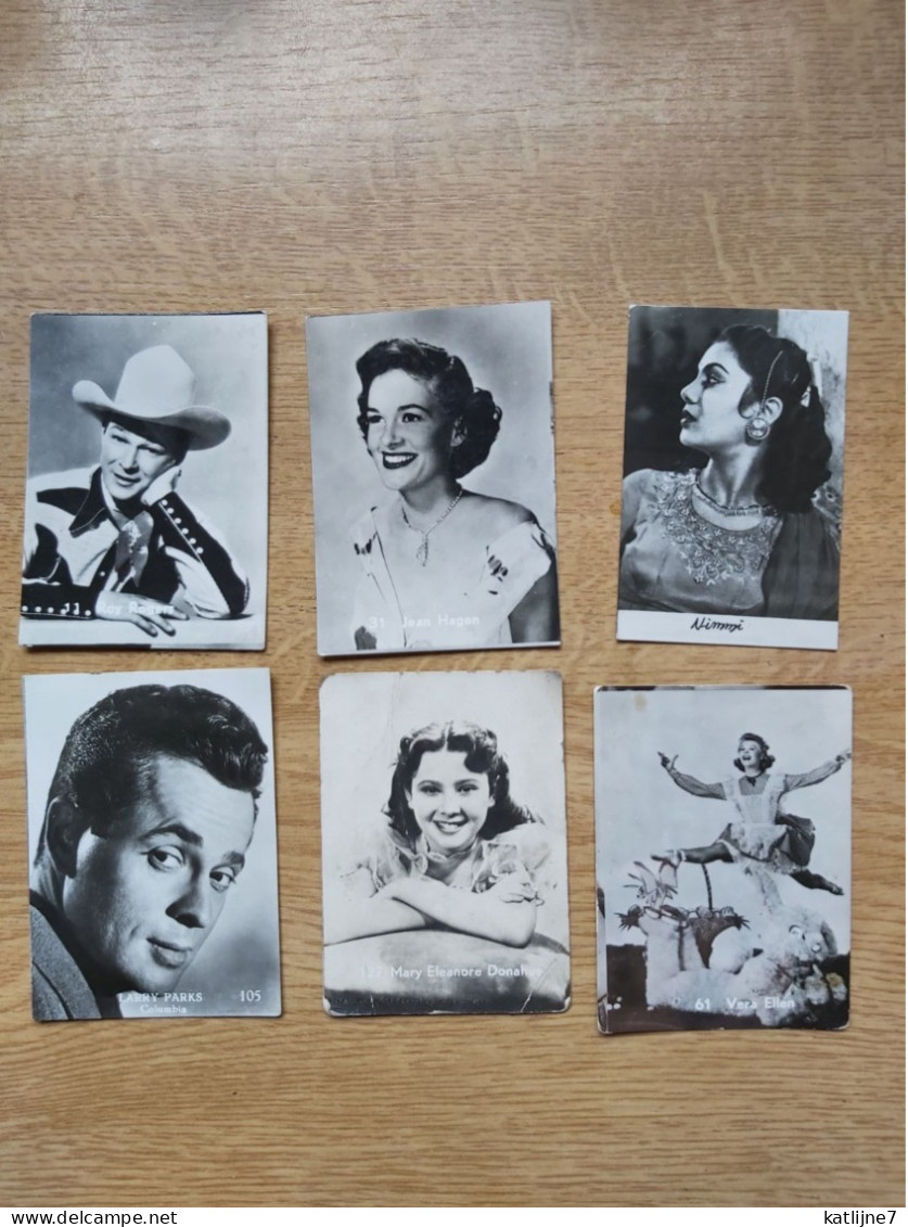 Filmsterren Movie Stars  Ciné  Echte Fotos 4 X  6 Cm   Belgian Chewing Gum  ..Vera Ellen, Jean Hagen, Roy Rogers... - Altri & Non Classificati