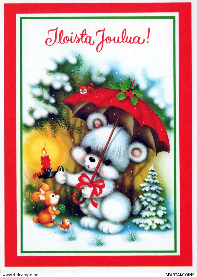 Neujahr Weihnachten GEBÄREN Tier Vintage Ansichtskarte Postkarte CPSM #PBS289.A - New Year