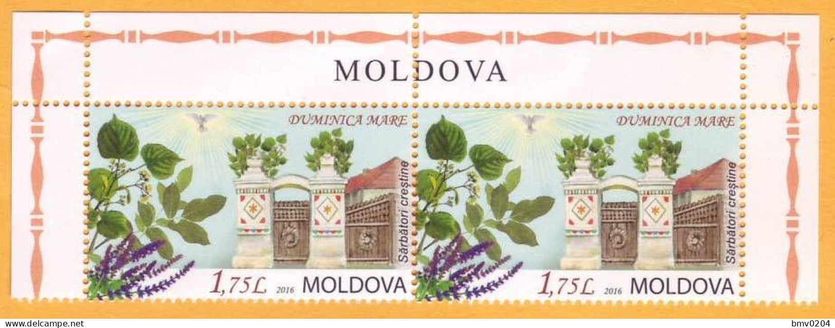 2016  Moldova Moldavie Moldau. Christian Holidays. Trinity  Whit Sunday  2v Mint - Christianisme