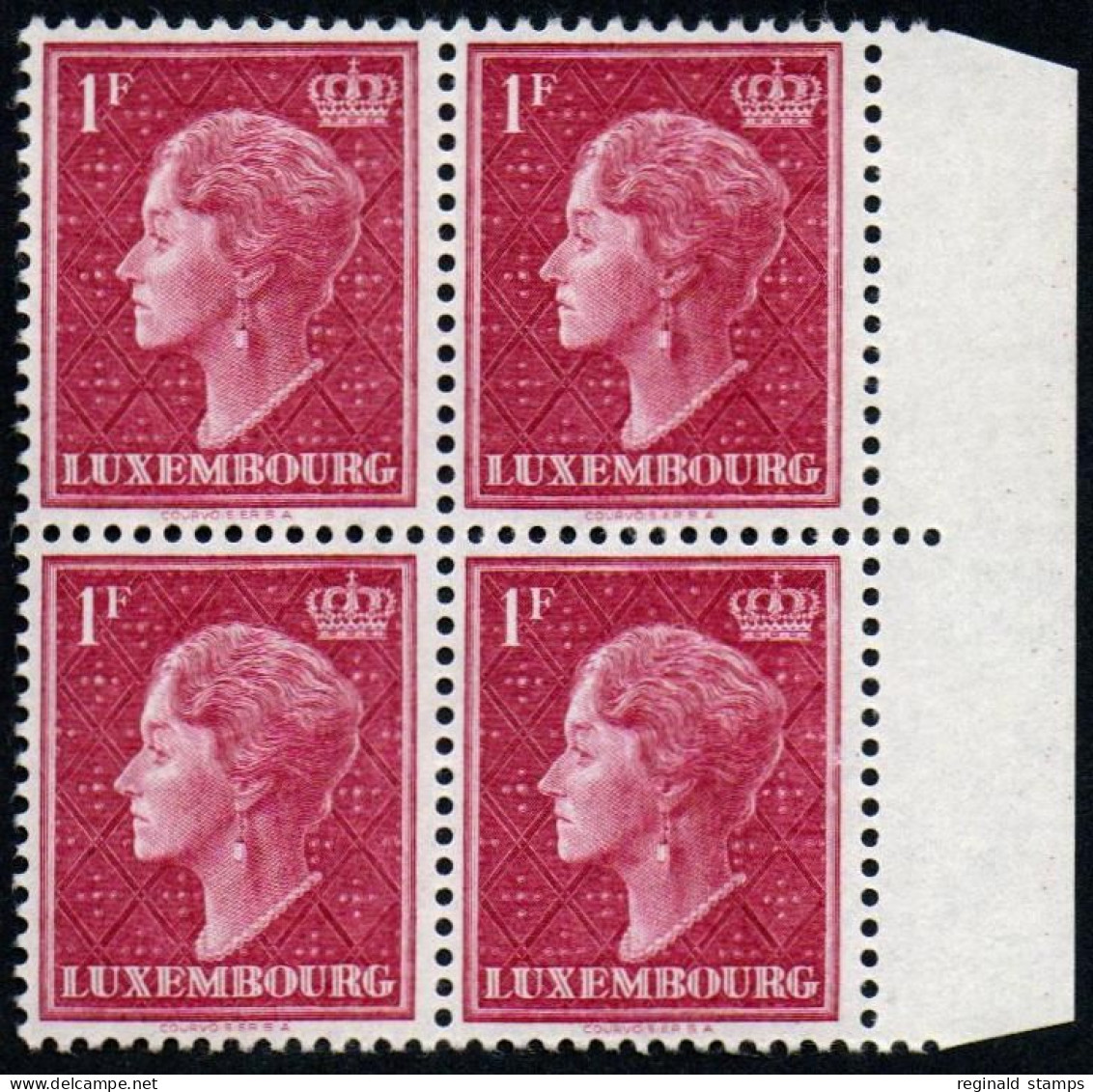 Luxembourg 1949 GD Charlotte 1F, Block X 4, MNH ** Mi 1948 (Ref: 2092) - Ungebraucht