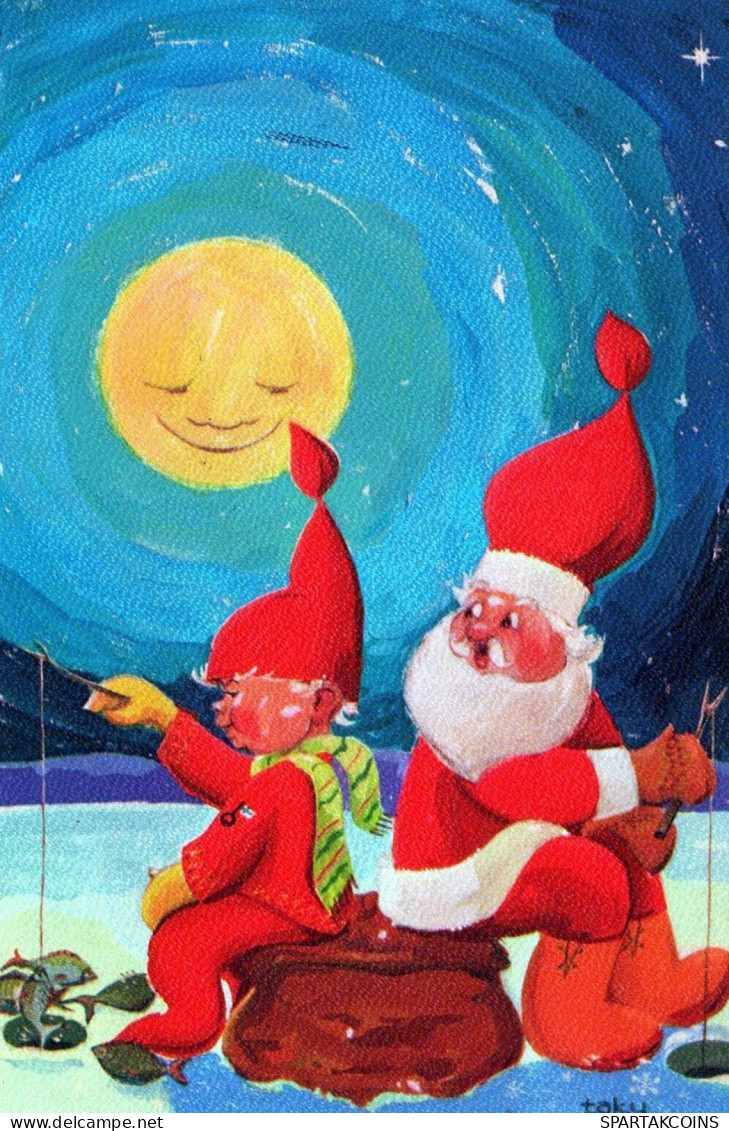 PAPÁ NOEL Feliz Año Navidad Vintage Tarjeta Postal CPSMPF #PKG330.A - Santa Claus