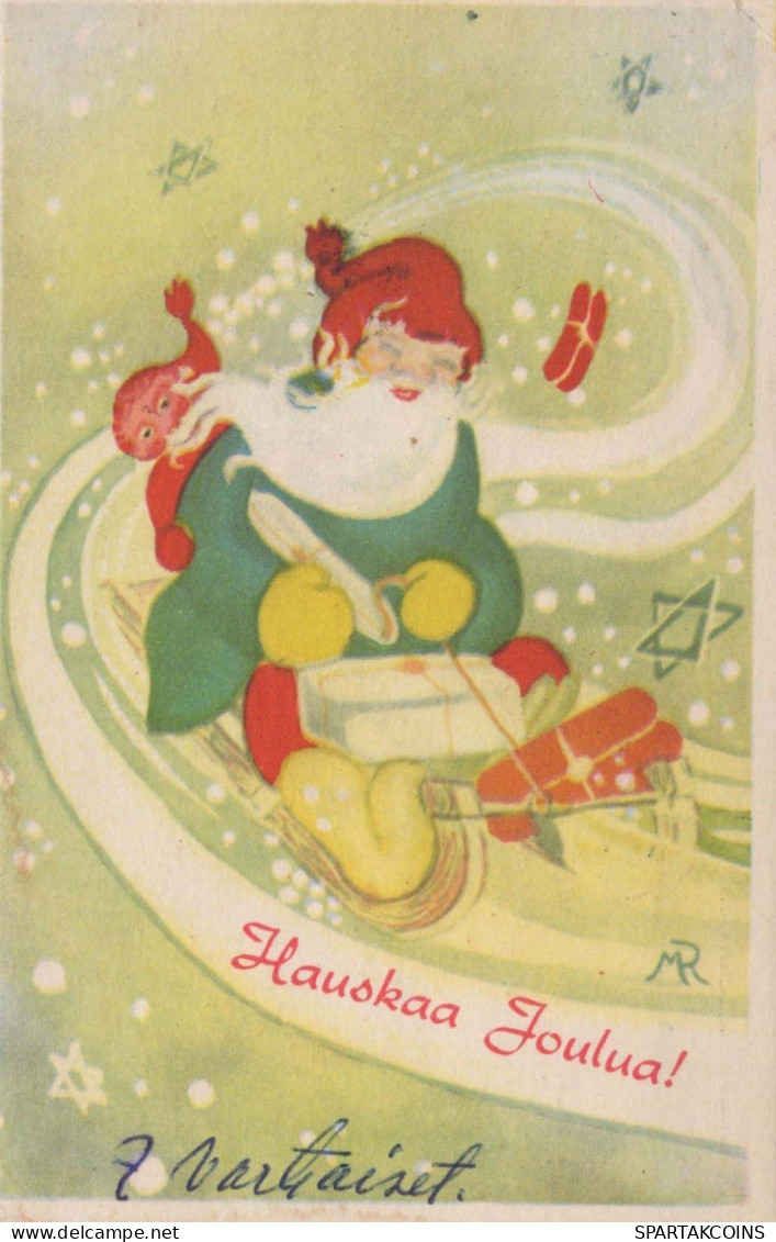 BABBO NATALE Buon Anno Natale Vintage Cartolina CPSMPF #PKG296.A - Santa Claus