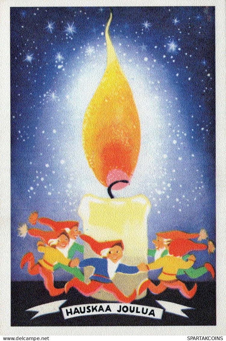 Buon Anno Natale CANDELA Vintage Cartolina CPSMPF #PKG161.A - Neujahr