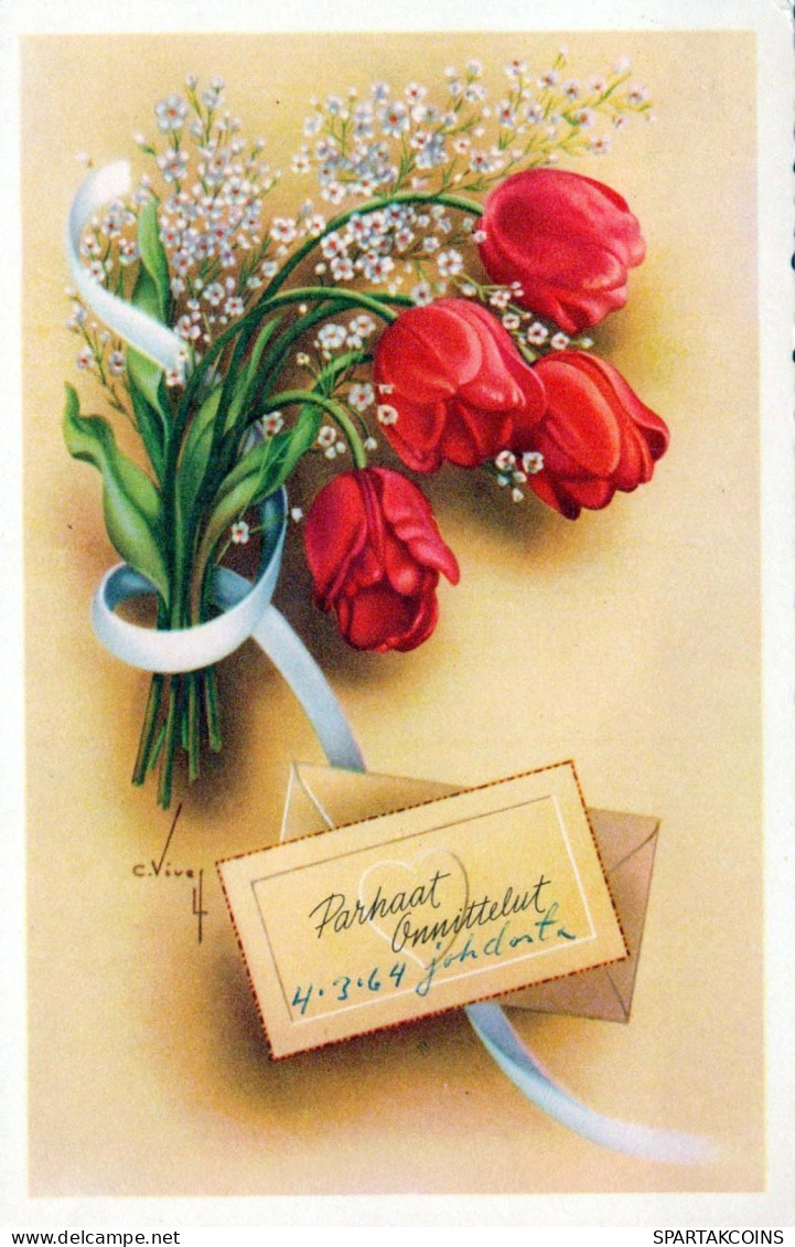 FLOWERS Vintage Ansichtskarte Postkarte CPSMPF #PKG073.A - Blumen