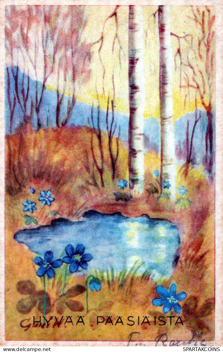 EASTER FLOWERS Vintage Postcard CPA #PKE161.A - Pâques